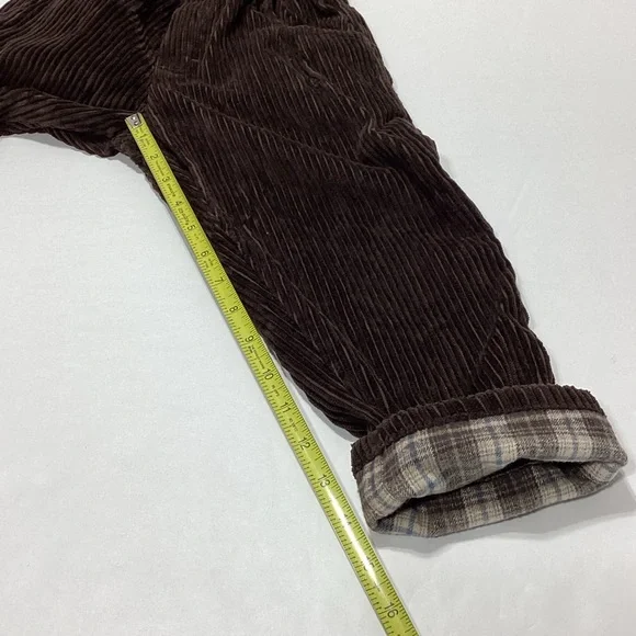 Vintage OshKosh B'Gosh Corduroy Pants Brown Rolled Plaid Cuffs 4T